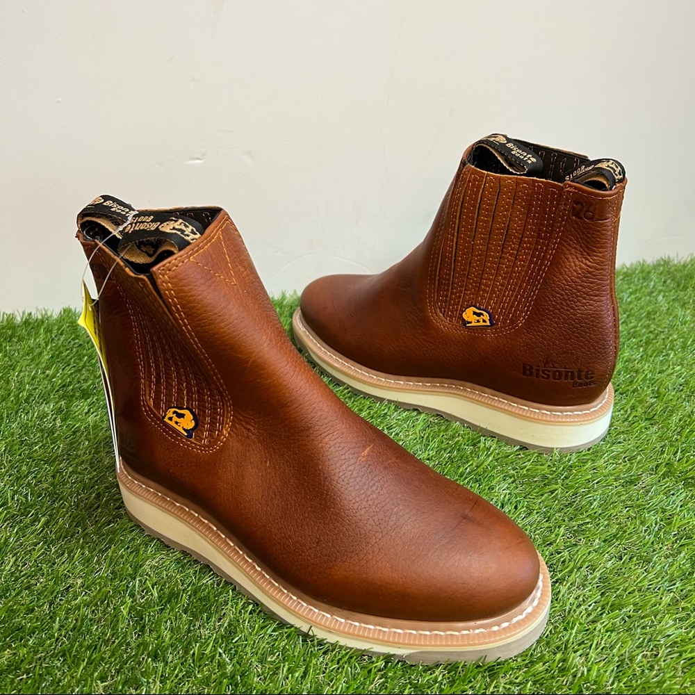 Men's Best Half Work Boots Pull On Leather Tan Botin Trabajo oil Water Resistant